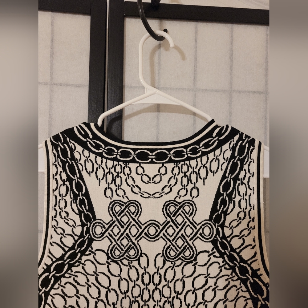 DVF Diane Von Furstenberg Fit and Flare Dress Black and IvorySize M - Picture 3 of 13